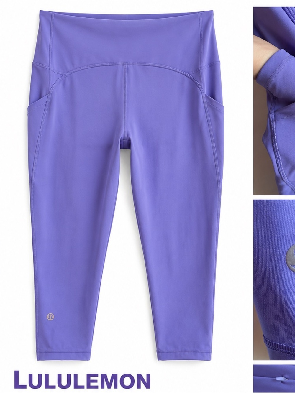 Lululemon High Rise Crop Pocket Leggings Purple Size 14 NWOT